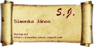 Simonka János névjegykártya
