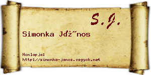 Simonka János névjegykártya